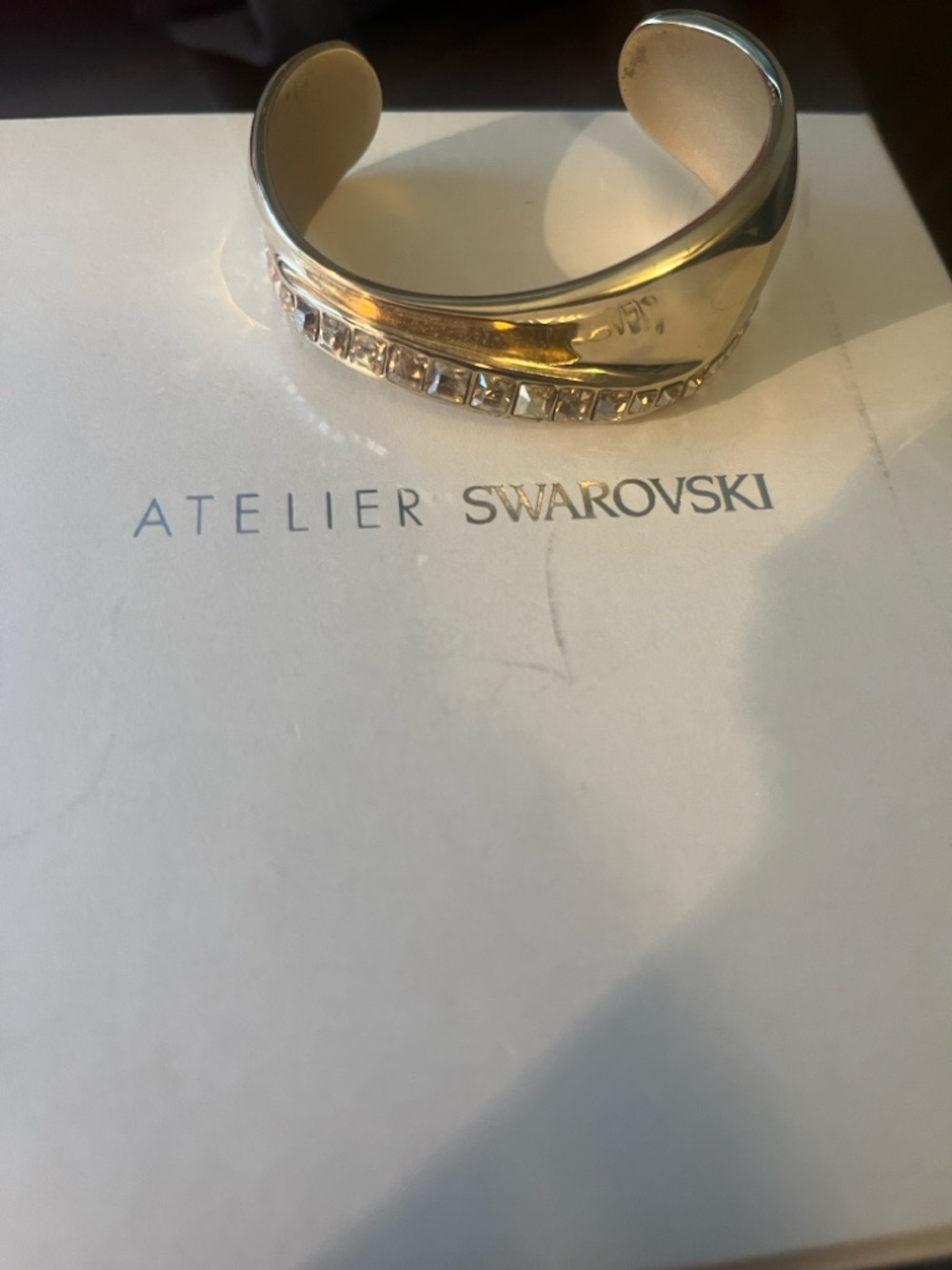 Atelier Swarovski Gold-tone Cuff Bracelet with Clear Crystals